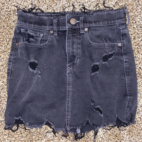 Express Distressed Mini Jean Skirt - Picture 4 of 4